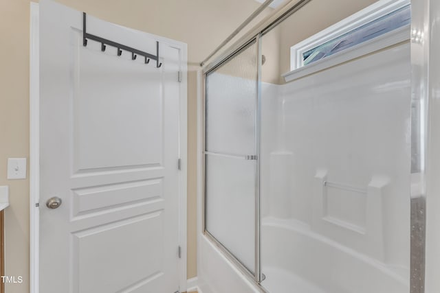 2513 Asher View Ct, Raleigh, NC 27606 - full bath with vanity and shower / bath combination with glass door