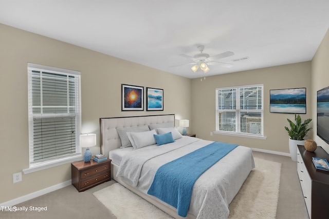 2513 Asher View Ct, Raleigh, NC 27606 - bedroom featuring light colored carpet, baseboards, and a ceiling fan