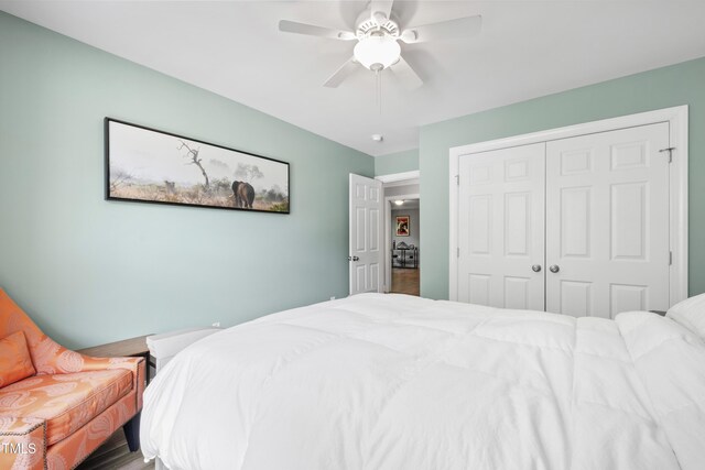 3821 La Costa Way, Raleigh, NC 27610 - bedroom featuring a closet and a ceiling fan
