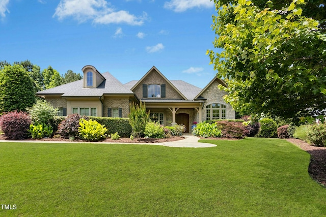 238 Michelangelo Way, Cary, NC 27518 - view of front facade featuring a front yard, brick siding, and stone siding