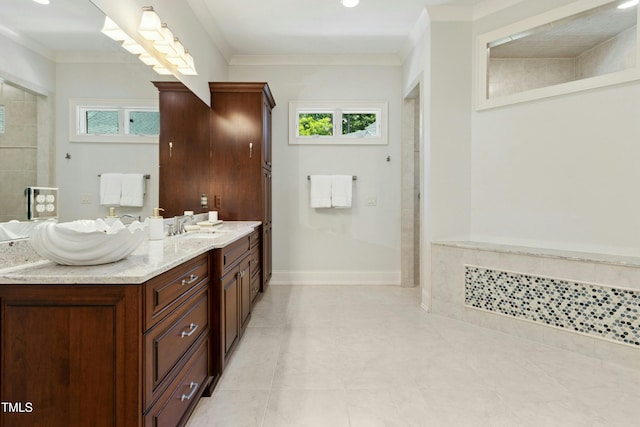 238 Michelangelo Way, Cary, NC 27518 - full bathroom with double vanity and crown molding