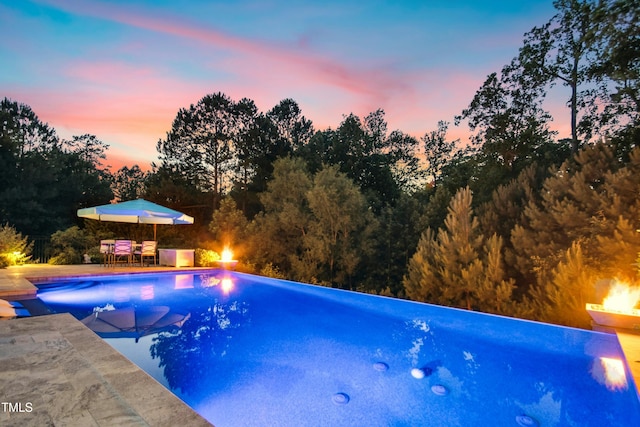 238 Michelangelo Way, Cary, NC 27518 - pool at dusk with an outdoor pool and a patio area