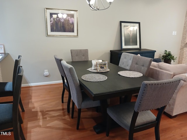 631 Springfork Dr, Cary, NC 27513 - dining space featuring a chandelier, wood finished floors, and baseboards