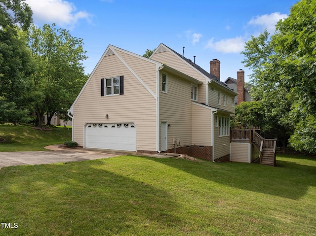 100 Silver Lining Ln, Cary, NC 27513 - view of property exterior featuring an attached garage, stairs, a lawn, and driveway