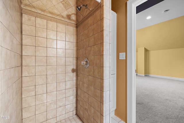 100 Silver Lining Ln, Cary, NC 27513 - full bathroom featuring tiled shower, recessed lighting, and baseboards