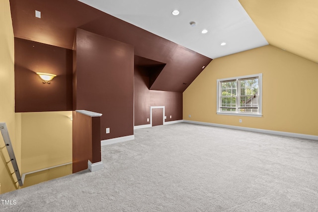 100 Silver Lining Ln, Cary, NC 27513 - bonus room with carpet floors, vaulted ceiling, baseboards, and recessed lighting