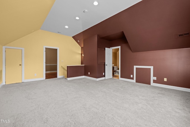 100 Silver Lining Ln, Cary, NC 27513 - additional living space with vaulted ceiling, recessed lighting, carpet flooring, and baseboards