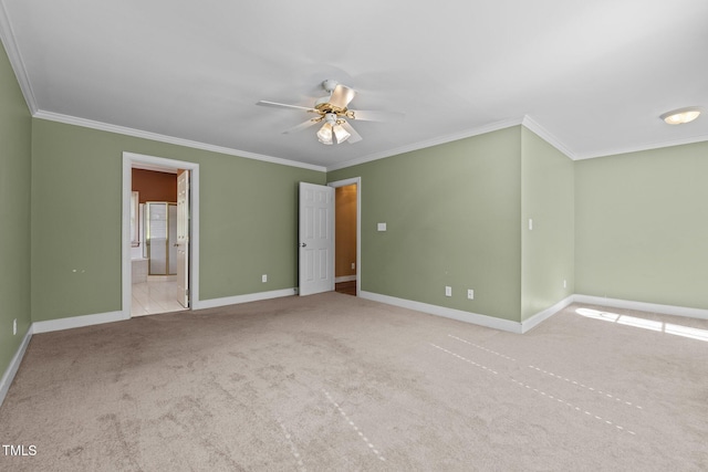 100 Silver Lining Ln, Cary, NC 27513 - unfurnished room featuring ornamental molding, a ceiling fan, carpet, and baseboards
