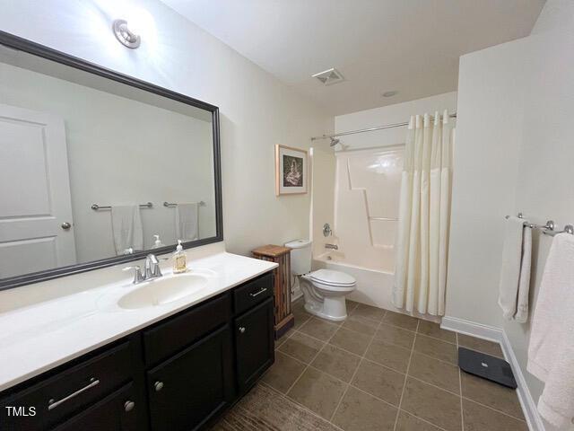 59 Tobacco Farm Way, Chapel Hill, NC 27516 - bathroom with vanity, shower / tub combo, and tile patterned flooring
