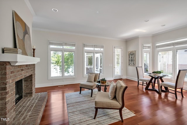 81002 Alexander, Chapel Hill, NC 27517 - living room featuring wood finished floors, ornamental molding, and a fireplace