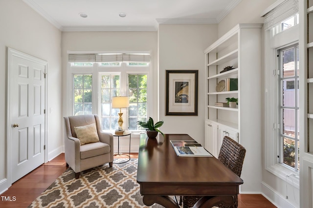 81002 Alexander, Chapel Hill, NC 27517 - home office featuring healthy amount of natural light, wood finished floors, and ornamental molding