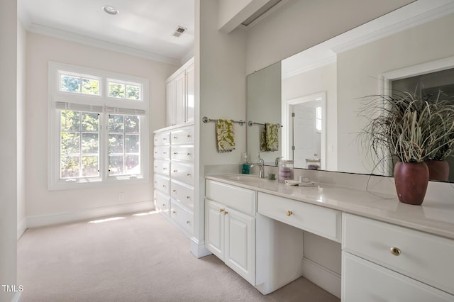 81002 Alexander, Chapel Hill, NC 27517 - bathroom featuring ornamental molding and vanity