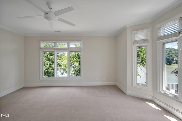 81002 Alexander, Chapel Hill, NC 27517 - spare room featuring ornamental molding, light carpet, and ceiling fan