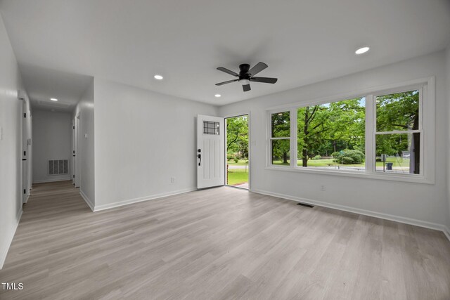 111 S Gaylee Lake Dr, Wendell, NC 27591 - empty room featuring baseboards, a ceiling fan, light wood-style floors, and recessed lighting