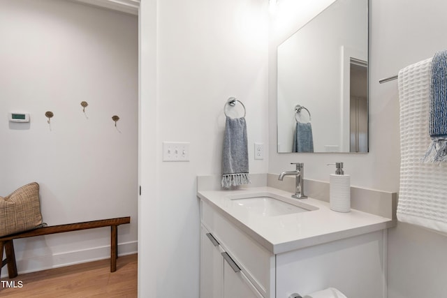 1408 Sawyer Rd Unit 103, Raleigh, NC 27610 - bathroom featuring vanity and wood finished floors