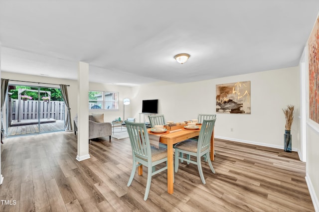 1220 Manassas Ct Unit B, Raleigh, NC 27609 - dining area featuring light wood-style flooring and baseboards