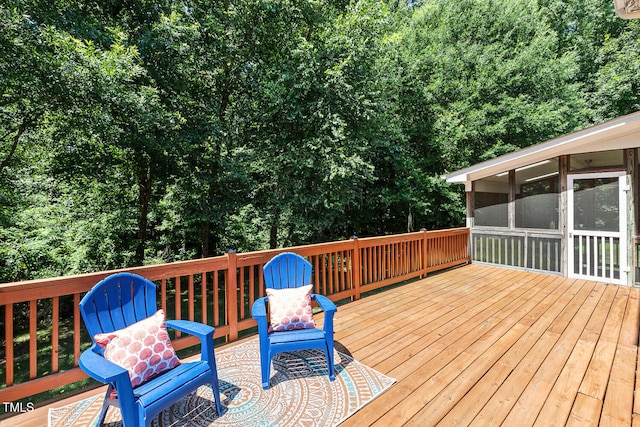 2628 Hunters Meadow Ln, Raleigh, NC 27606 - wooden deck featuring a sunroom