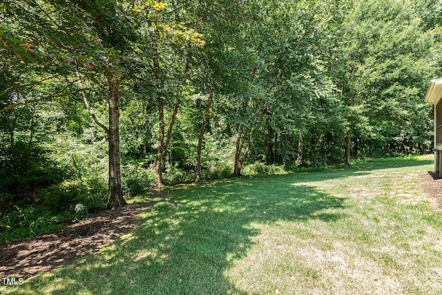 2628 Hunters Meadow Ln, Raleigh, NC 27606 - view of grassy yard with a wooded view