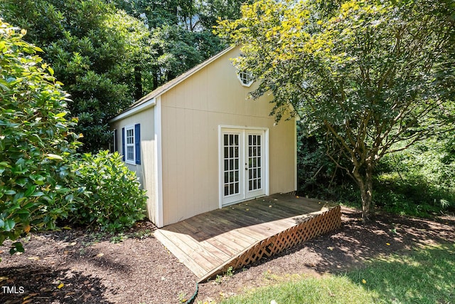 2628 Hunters Meadow Ln, Raleigh, NC 27606 - view of outbuilding featuring french doors