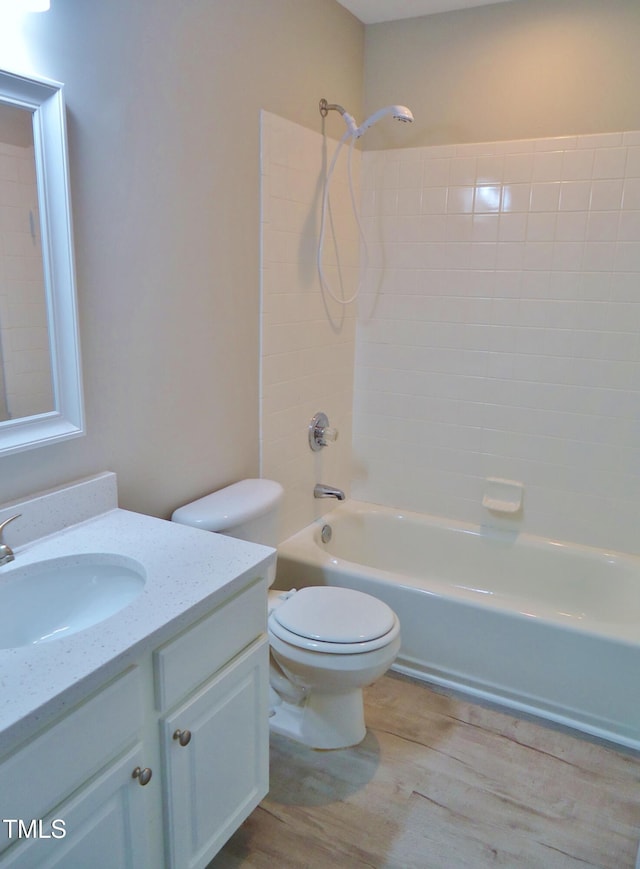 1104 Barrow Nook Ct, Apex, NC 27502 - full bathroom featuring vanity, bathing tub / shower combination, wood finished floors, and toilet