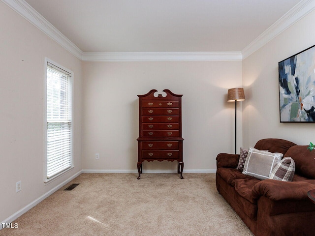 313 Hardwick Dr, Durham, NC 27713 - sitting room featuring crown molding and light carpet