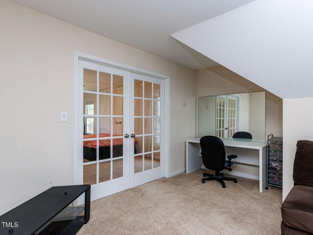 313 Hardwick Dr, Durham, NC 27713 - carpeted home office featuring french doors and baseboards