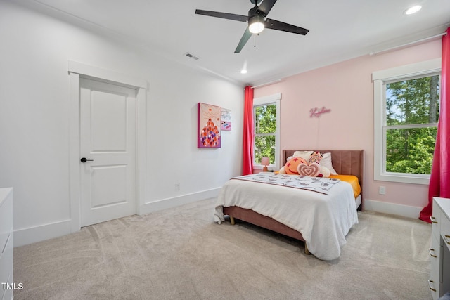 2713 Trifle Ln, Wake Forest, NC 27587 - bedroom with carpet floors, baseboards, recessed lighting, and ceiling fan