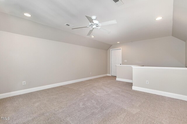 124 Cypress View Way, Apex, NC 27502 - additional living space featuring lofted ceiling, light carpet, ceiling fan, recessed lighting, and baseboards