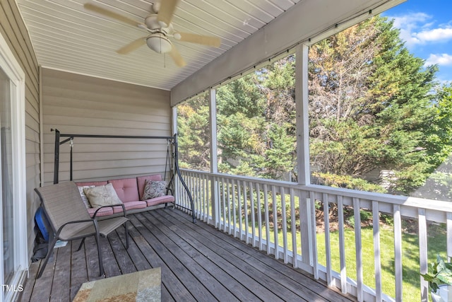 3400 Secretariat Way, Raleigh, NC 27614 - wooden terrace with ceiling fan