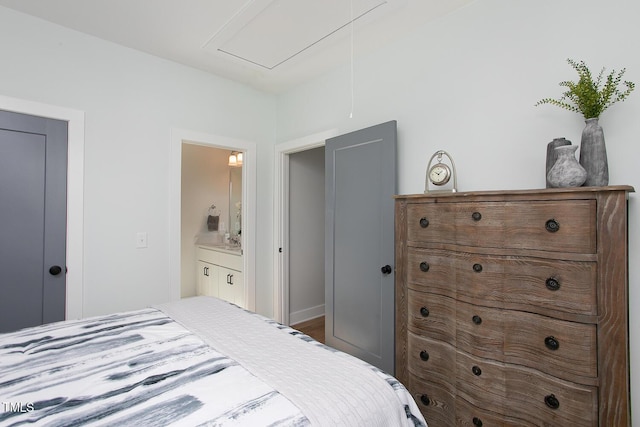 1514 W Knox St, Durham, NC 27705 - bedroom with attic access, ensuite bathroom, and a sink