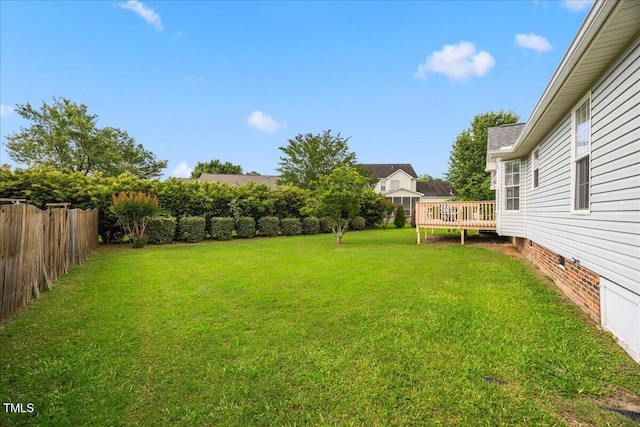 124 Roscommon Ln, Clayton, NC 27520 - view of yard with a wooden deck