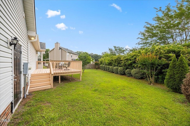 124 Roscommon Ln, Clayton, NC 27520 - view of yard featuring a wooden deck