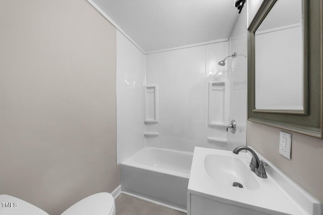 104 Archdale Dr, Durham, NC 27707 - bathroom with toilet, vanity, baseboards, and shower / tub combination