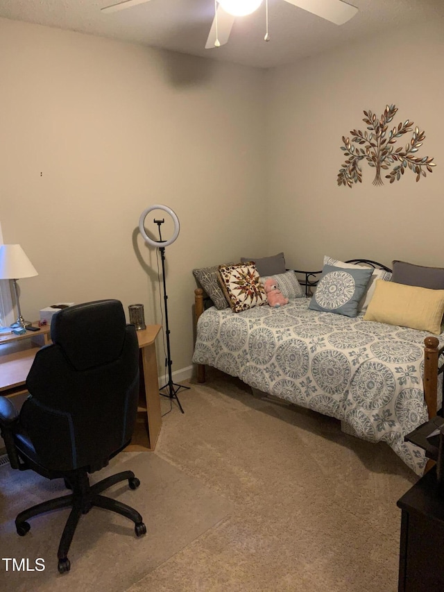 352 Riverstone Dr, Clayton, NC 27527 - bedroom featuring light carpet, a desk, and ceiling fan