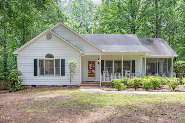 352 Riverstone Dr, Clayton, NC 27527 - ranch-style house featuring crawl space, covered porch, and a shingled roof