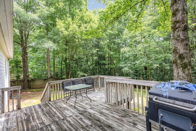 352 Riverstone Dr, Clayton, NC 27527 - deck featuring grilling area and a forest view