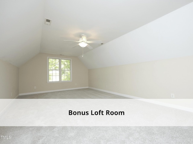 603 Red Cedar Cir, Durham, NC 27712 - bonus room featuring light carpet, lofted ceiling, and a ceiling fan