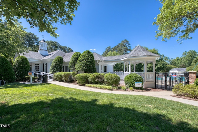 203 Halls Mill Dr, Cary, NC 27519 - view of front of home featuring a gazebo and a chimney