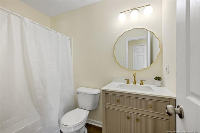 6466 Applewhite Rd, Fayetteville, NC 28304 - full bath with toilet, vanity, and a shower with curtain