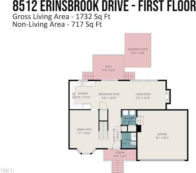 8512 Erinsbrook Dr, Raleigh, NC 27617 - property floor plan