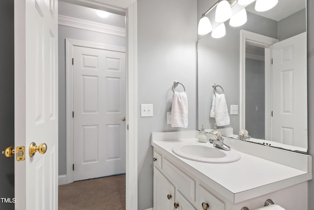 3304 Buck Run Trl, Wake Forest, NC 27587 - bathroom with vanity and ornamental molding
