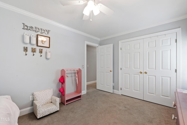 3304 Buck Run Trl, Wake Forest, NC 27587 - rec room with ornamental molding, ceiling fan, and carpet flooring
