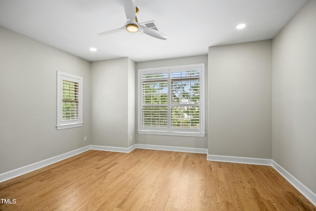 95113 Vance Knls, Chapel Hill, NC 27517 - empty room featuring a ceiling fan, light wood-style flooring, baseboards, and recessed lighting