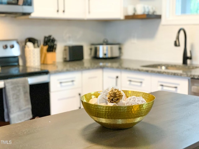 2907 University Dr, Durham, NC 27707 - kitchen featuring stainless steel electric range oven and white cabinetry