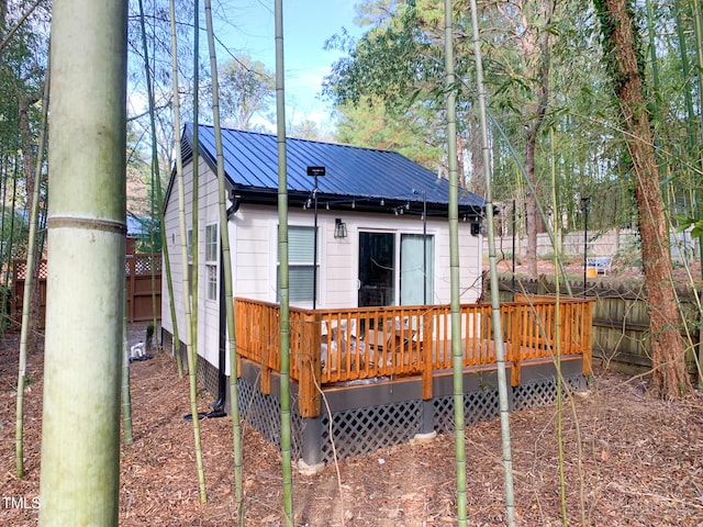 2907 University Dr, Durham, NC 27707 - back of house featuring a metal roof and a deck
