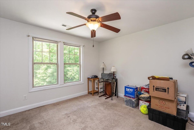 110 Lexington Ave, Zebulon, NC 27597 - miscellaneous room featuring a ceiling fan, carpet floors, and baseboards