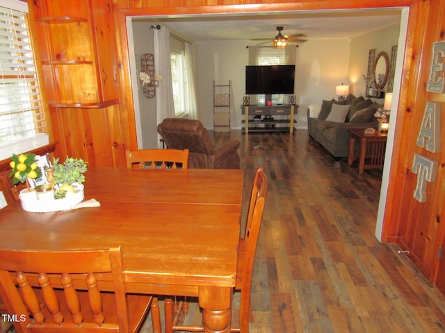 1700 Warrenton Rd, Henderson, NC 27537 - dining room with ceiling fan and wood finished floors