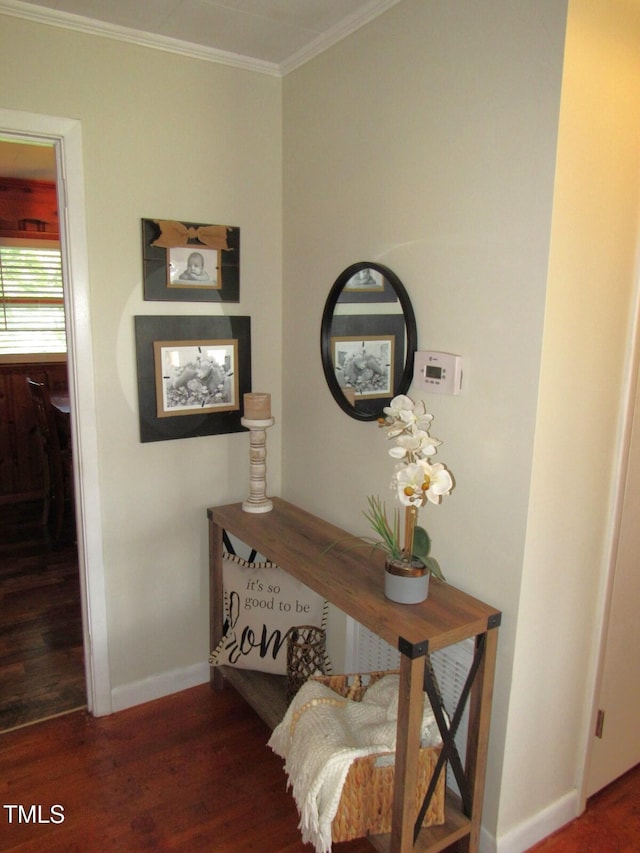 1700 Warrenton Rd, Henderson, NC 27537 - corridor with wood finished floors, baseboards, and ornamental molding