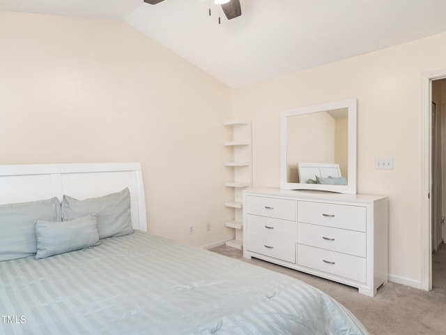 6304 Bermuda Way, Whitsett, NC 27377 - bedroom featuring vaulted ceiling, light carpet, and ceiling fan