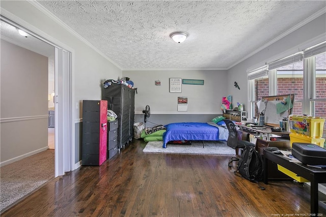 7578 Firethorn Dr, Fayetteville, NC 28311 - bedroom with ornamental molding, wood finished floors, a textured ceiling, and baseboards